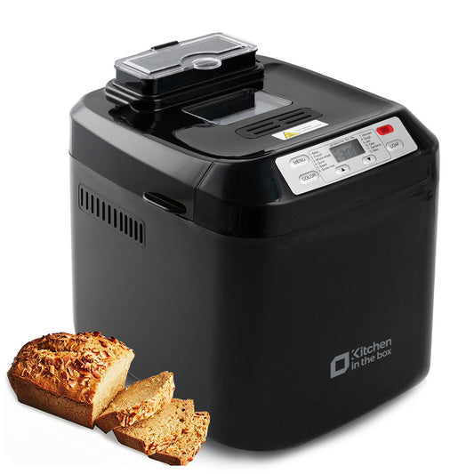 Kitchen in the Box 2lb Bread Maker with Auto Fruit Nut Dispenser, 12-in-1 Gluten-Free Bread Machine, 13H Delay Timer, Nonstick Pan, Keep Warm, White